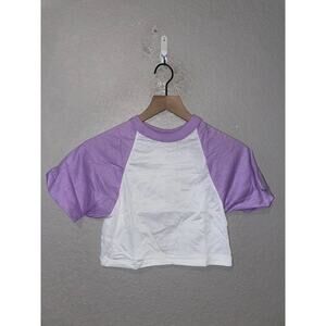 Women's Sportswear White Purple Crop Top Blank Shirt Tee Women XS